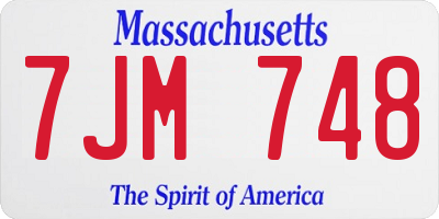 MA license plate 7JM748