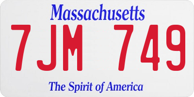 MA license plate 7JM749