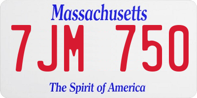 MA license plate 7JM750