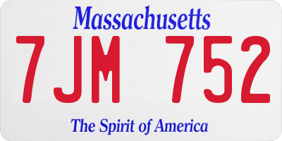MA license plate 7JM752