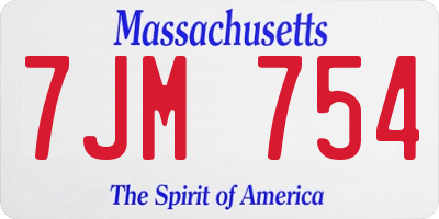 MA license plate 7JM754