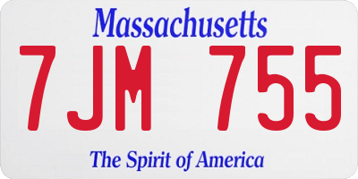 MA license plate 7JM755