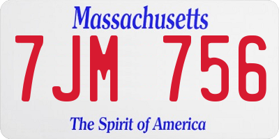 MA license plate 7JM756