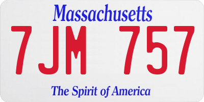 MA license plate 7JM757
