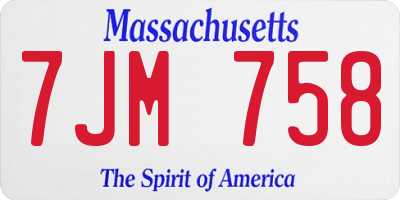 MA license plate 7JM758