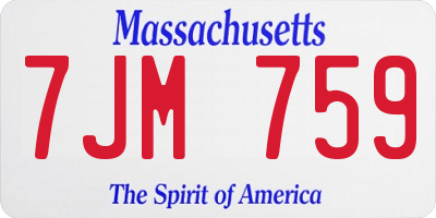 MA license plate 7JM759