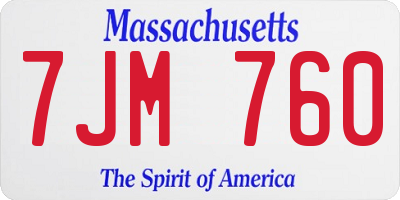 MA license plate 7JM760