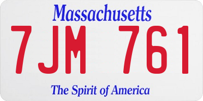 MA license plate 7JM761