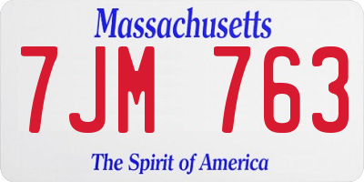 MA license plate 7JM763