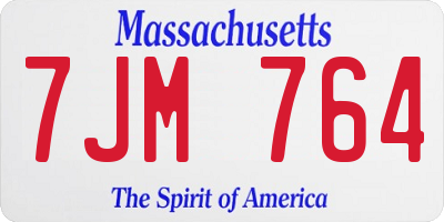 MA license plate 7JM764