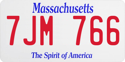 MA license plate 7JM766