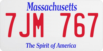 MA license plate 7JM767