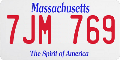 MA license plate 7JM769