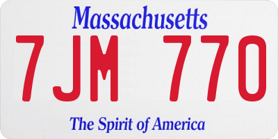 MA license plate 7JM770