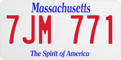 MA license plate 7JM771