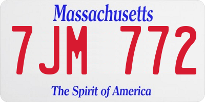 MA license plate 7JM772