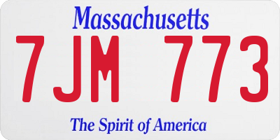 MA license plate 7JM773