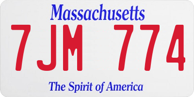 MA license plate 7JM774