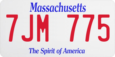 MA license plate 7JM775