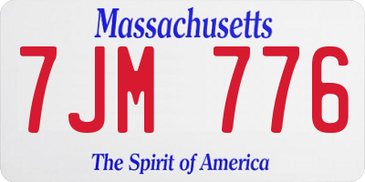 MA license plate 7JM776