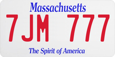 MA license plate 7JM777