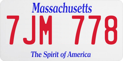 MA license plate 7JM778