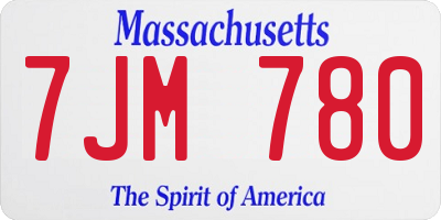 MA license plate 7JM780