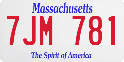 MA license plate 7JM781