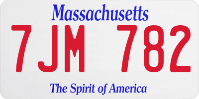 MA license plate 7JM782