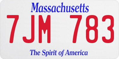 MA license plate 7JM783