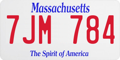 MA license plate 7JM784