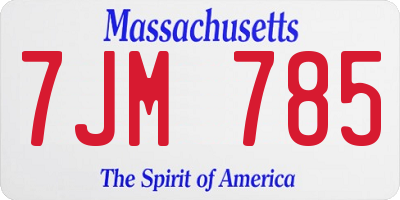 MA license plate 7JM785