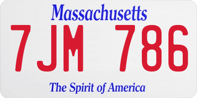 MA license plate 7JM786