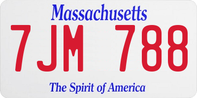 MA license plate 7JM788