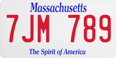 MA license plate 7JM789