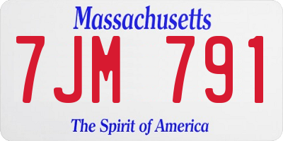 MA license plate 7JM791