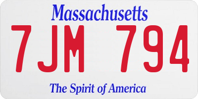 MA license plate 7JM794