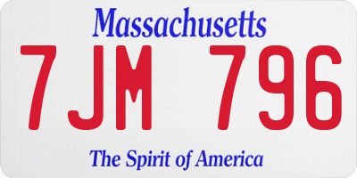 MA license plate 7JM796