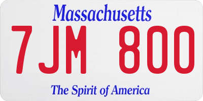 MA license plate 7JM800