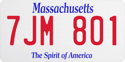 MA license plate 7JM801