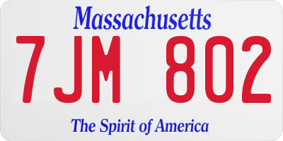 MA license plate 7JM802