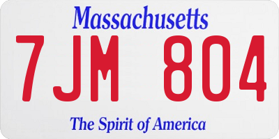 MA license plate 7JM804