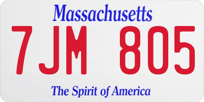 MA license plate 7JM805