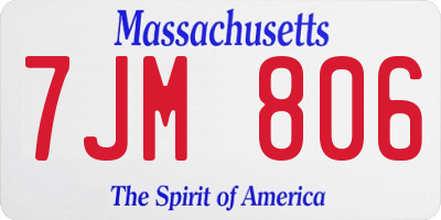MA license plate 7JM806