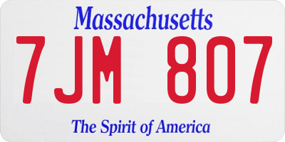 MA license plate 7JM807