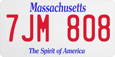 MA license plate 7JM808