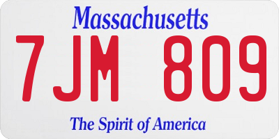 MA license plate 7JM809
