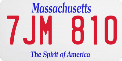 MA license plate 7JM810