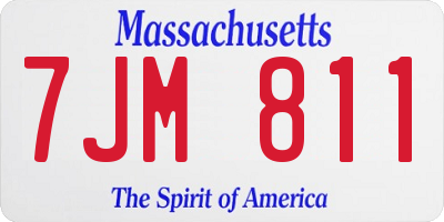 MA license plate 7JM811