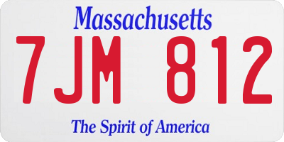 MA license plate 7JM812